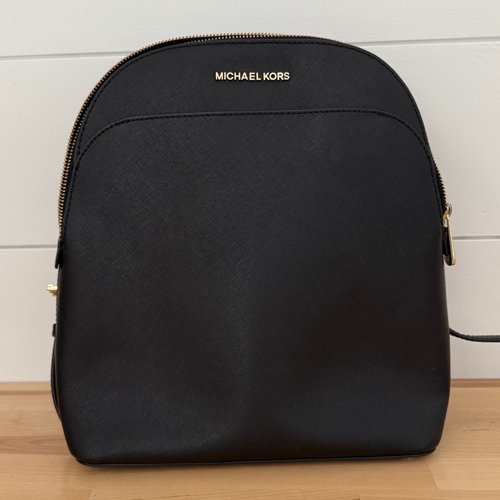 Michael Kors Black Leather Backpack Sleek Minimalist Design